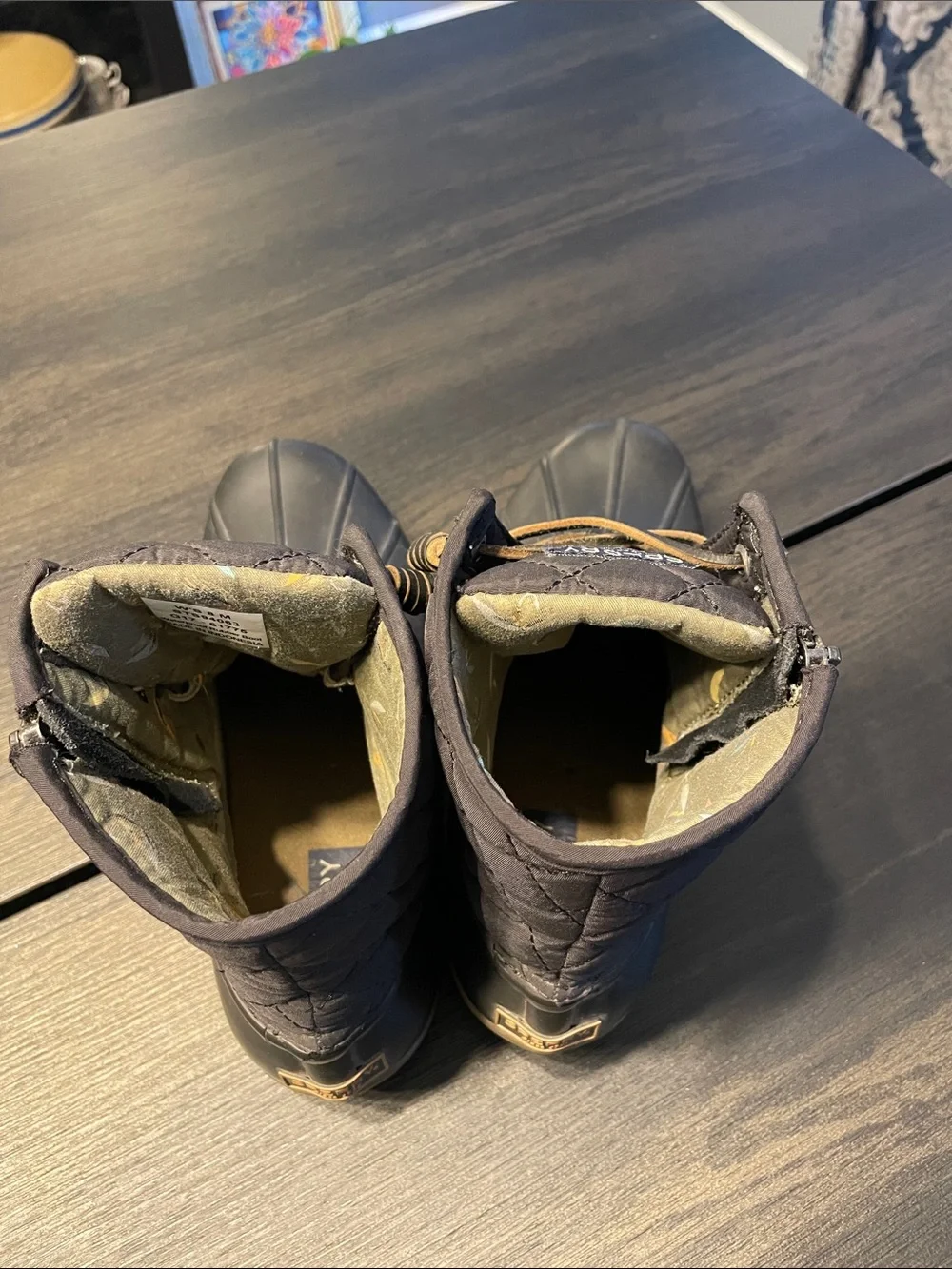 Sperry Saltwater Quilted Black and Tan Waterproof Ankle Duck Boots